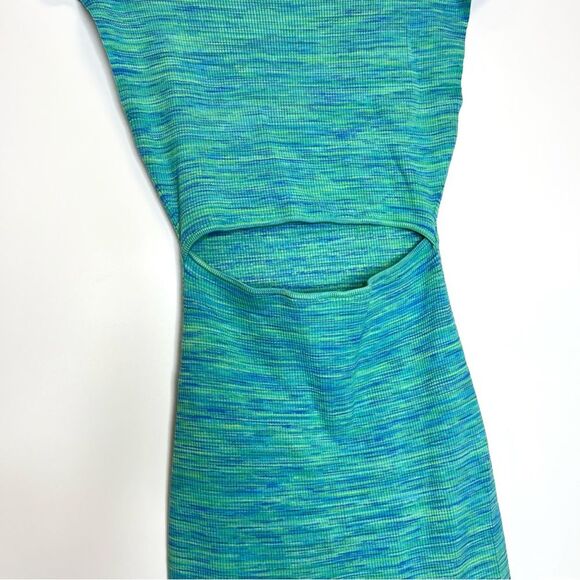 Aritzia Wilfred Free Cut-Out Knit Mini Dress Space Dye Aqua Teal Medium - Picture 5 of 10